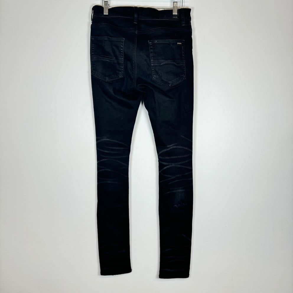 Amiri Black Applique Logo Denim Jeans Size 30
