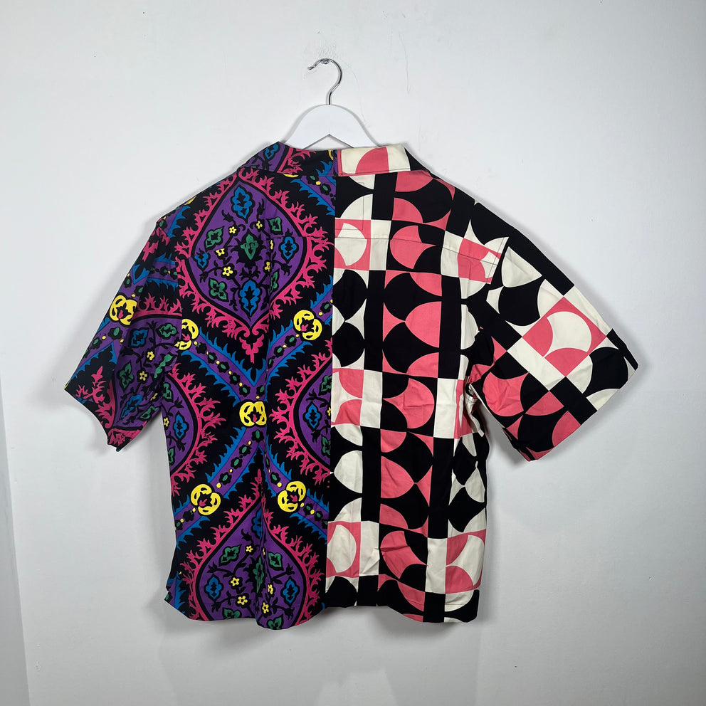 Prada Multi Color Double Match Camp Collar Size XXL