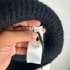 Celine Black Boxy Flag Ribbed Intarsia Mohair Sweater Size XXL