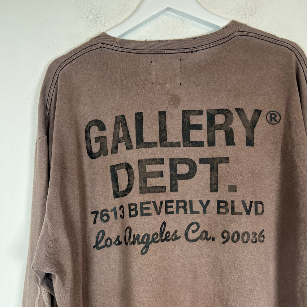 Gallery Dept Brown Flame Distressed Longsleeve Size L