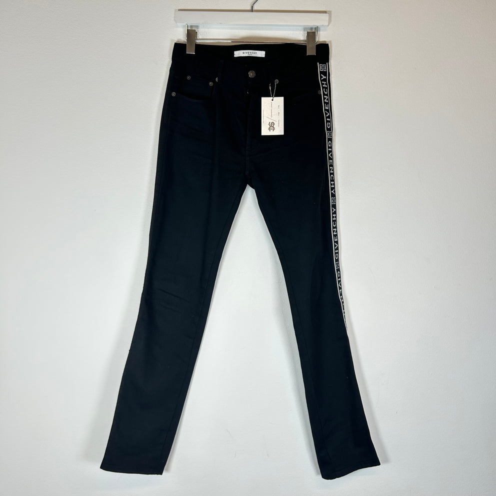 Givenchy Black Striped Logo Jeans Size 28