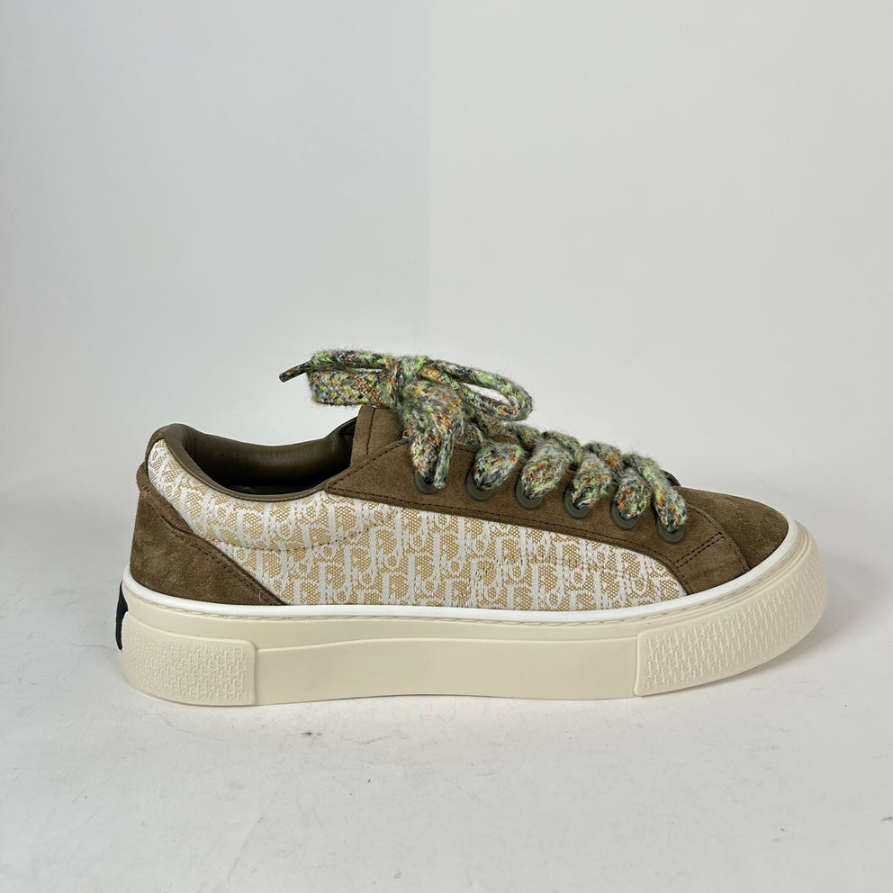 Dior B33 Green/Khaki Oblique Suede Sneaker Size 42