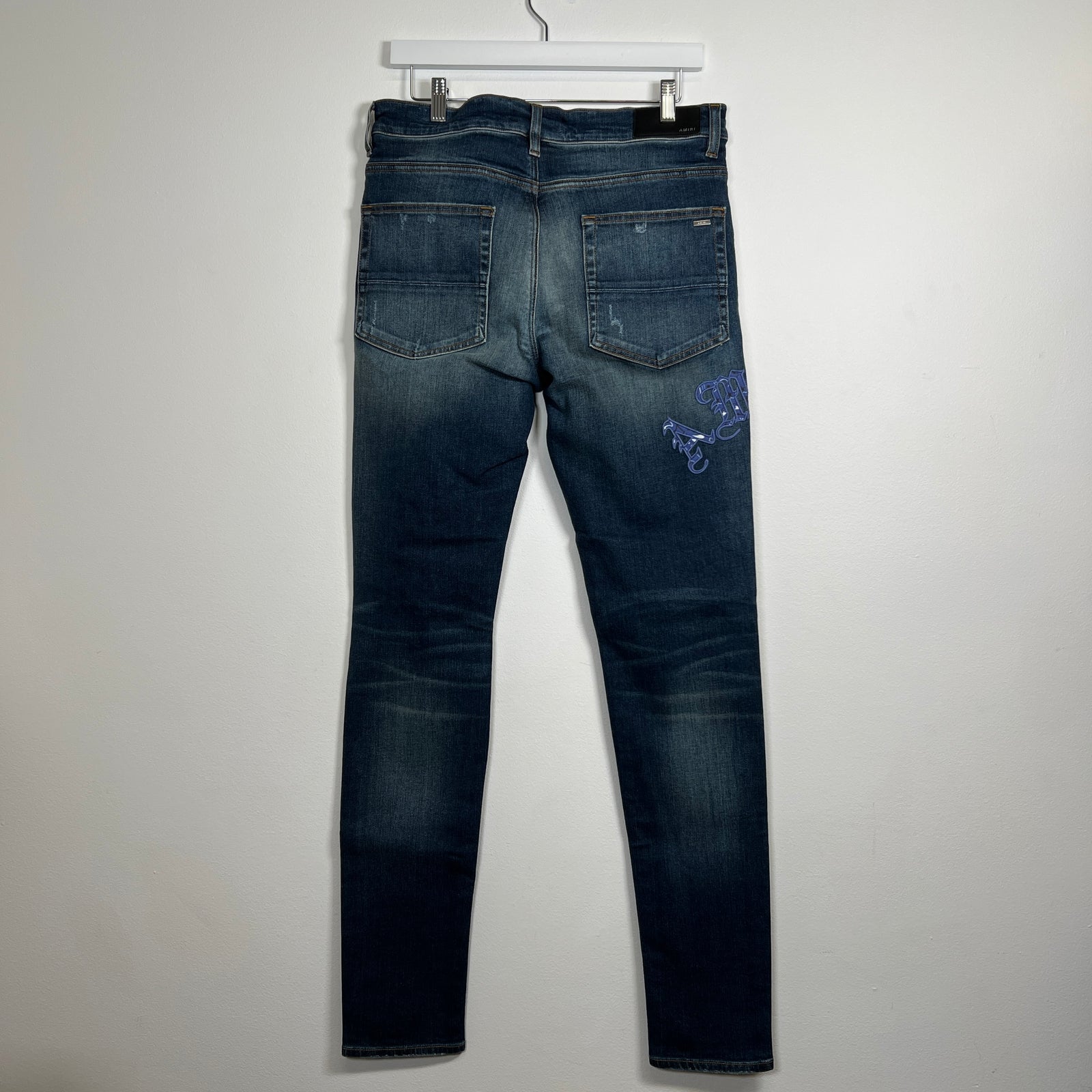 Amiri Dark-Wash Tigh Blue Logo MX1 Size 34