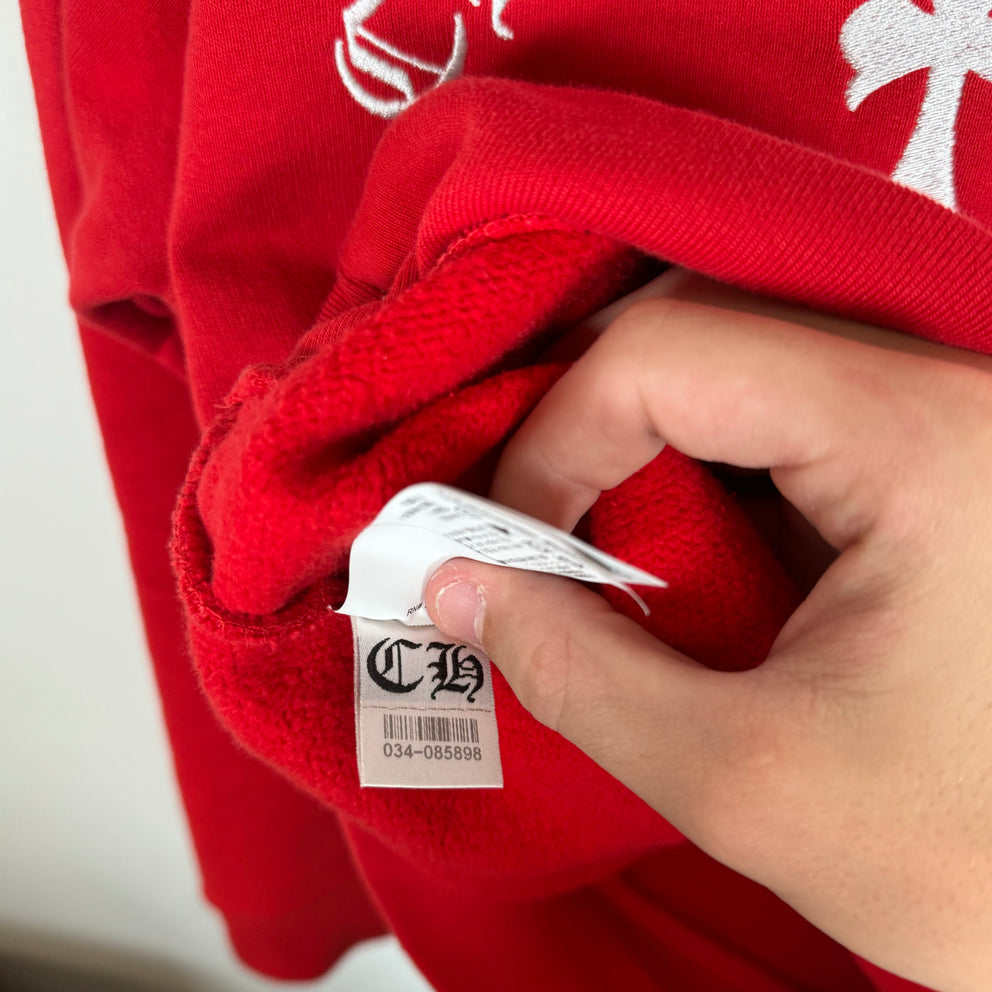 Chrome Hearts Red Triple Cross Hoodie Size M