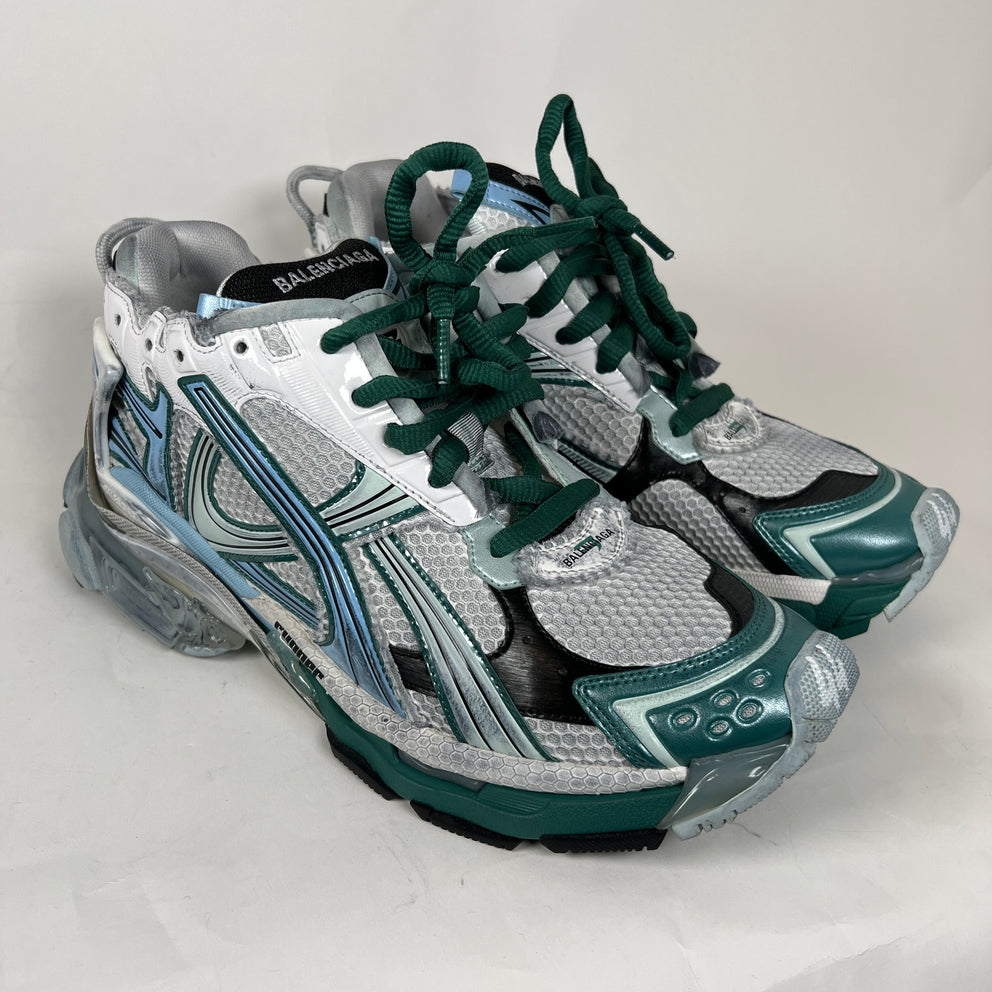 Balenciaga Green/Blue Mesh Runners Size 44