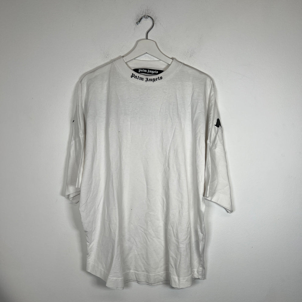 Palm Angels White/Black Logo T-shirt Size M