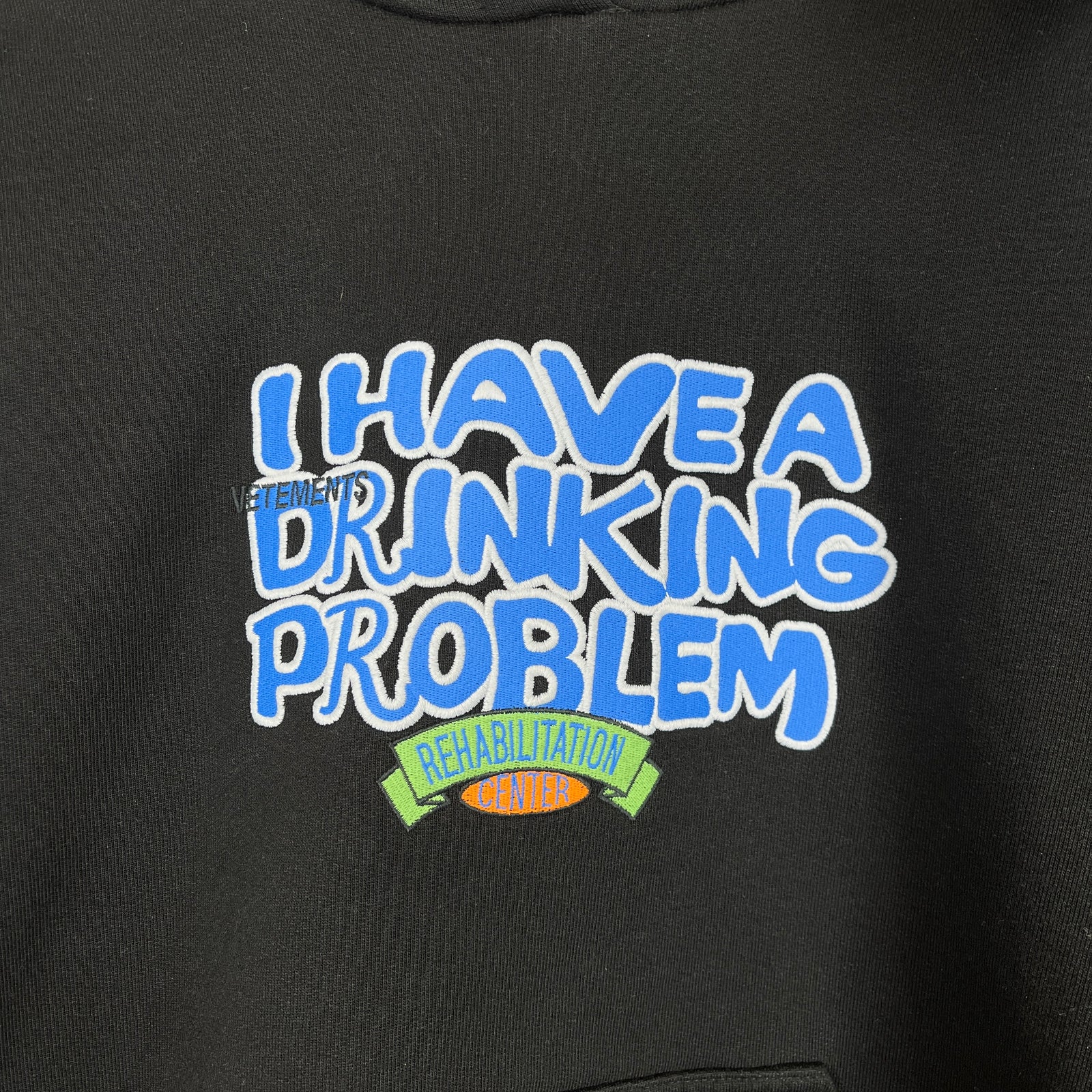 Vetements Black 'I Have A Drinking Problem' Hoodie Size XS