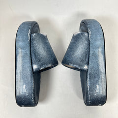 Balenciaga Blue Denim Trompe L'oeil Platform Slide Size 40