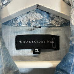 Who Decides War Blue Paneled Denim Polo Pullover Size XL
