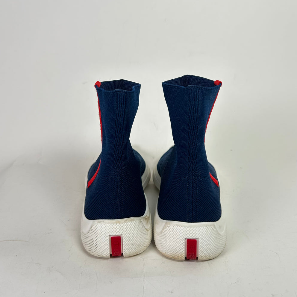 Prada Royal Blue High-Top Sock Runners