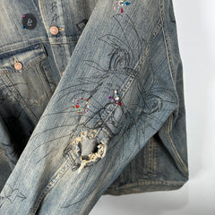 Balenciaga Denim 'Rhinestone Scribble' Jacket Size 2