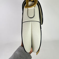 Dior Latte Grained Calfskin Medium Saddle Bag