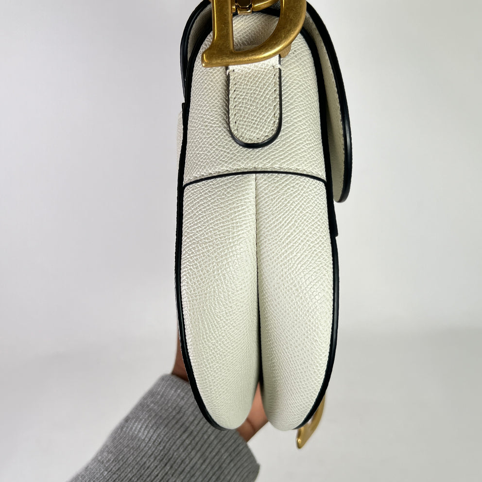 Dior Latte Grained Calfskin Medium Saddle Bag