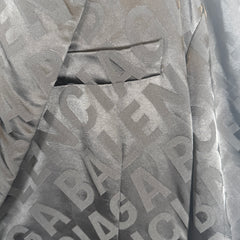 Balenciaga Black AOP Asymmetrical Suit Jacket Size 2