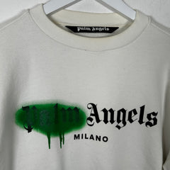 Palm Angel Graffiti Logo White Crewneck Size S