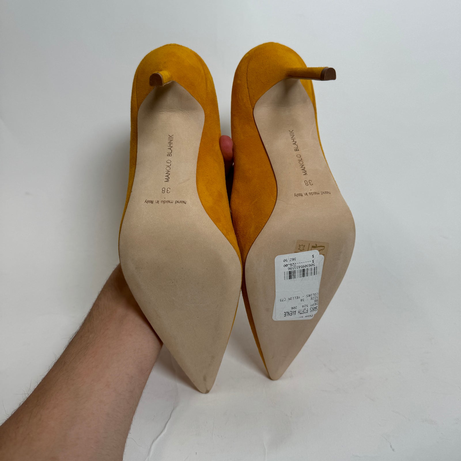 Manolo Blahnik Yellow Suede Pumps Size 38