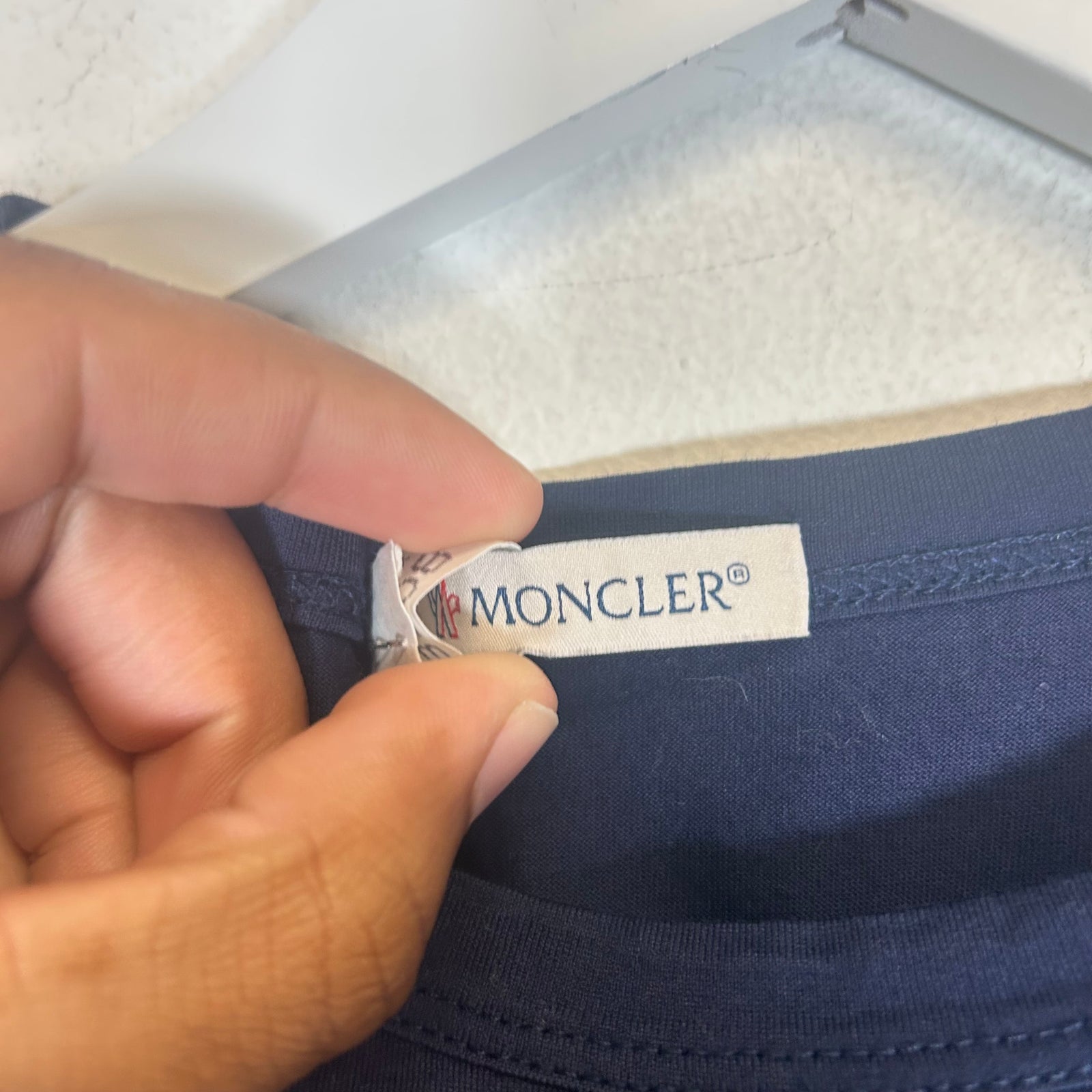 Moncler Navy Embroidered Maglia Tee Size M