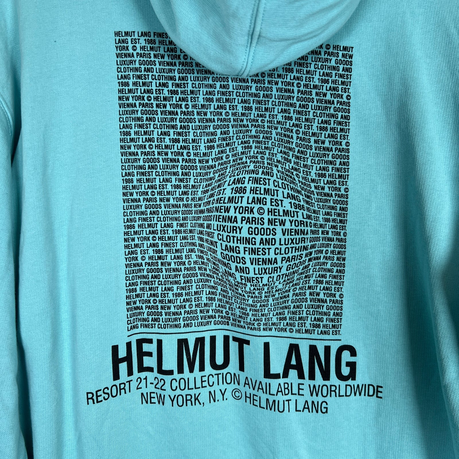 Helmut Lang Light Blue Distorted Hoodie Size L