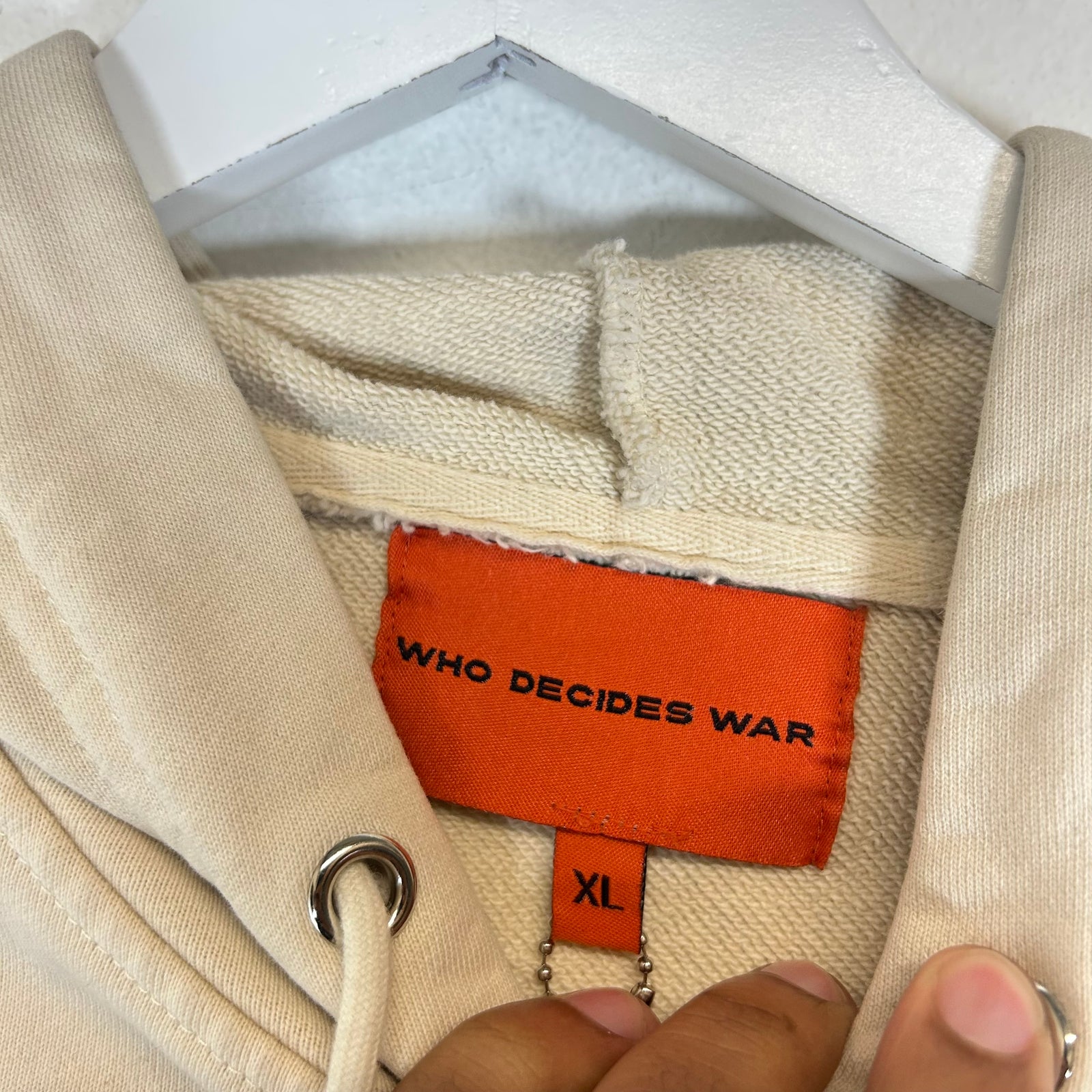 Who Decides War Beige Roots Of Peace Hoodie Size XL