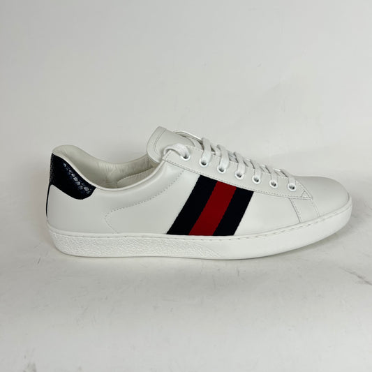 Gucci White/Blue Web Ace Sneaker Size GG 9.5