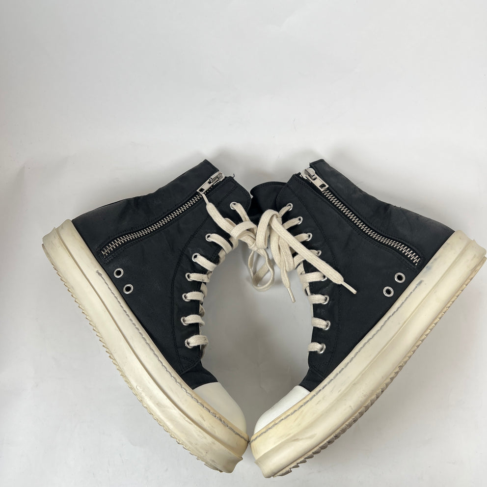 Rick Owens Drkshdw Black Waxed High-Top Ramones Size 42