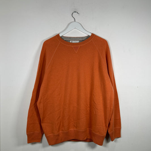 Brunello Cucinelli Orange Cashmere Knit Sweater
