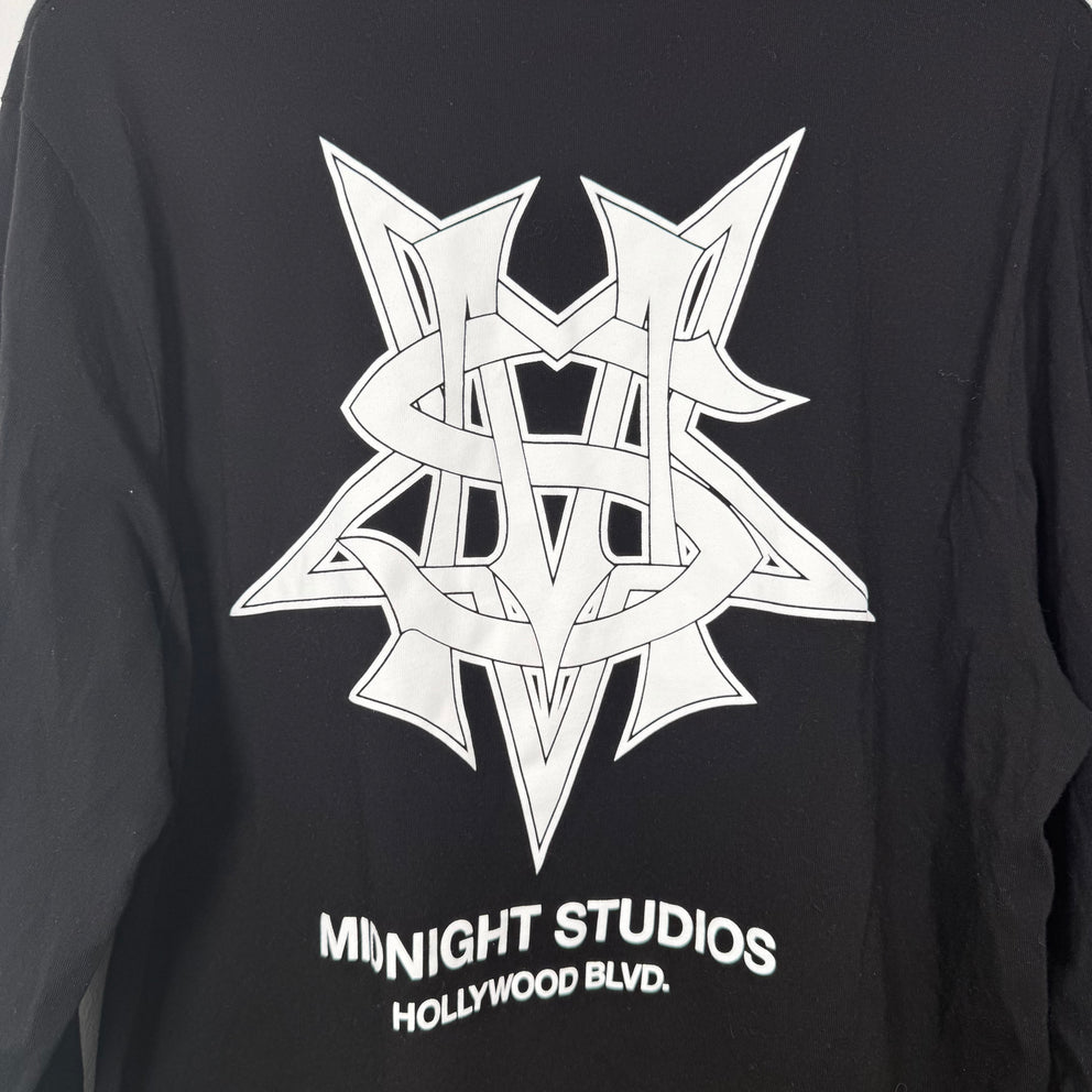 Midnight Studios Logo Graphic Black Long Sleeve Size XL
