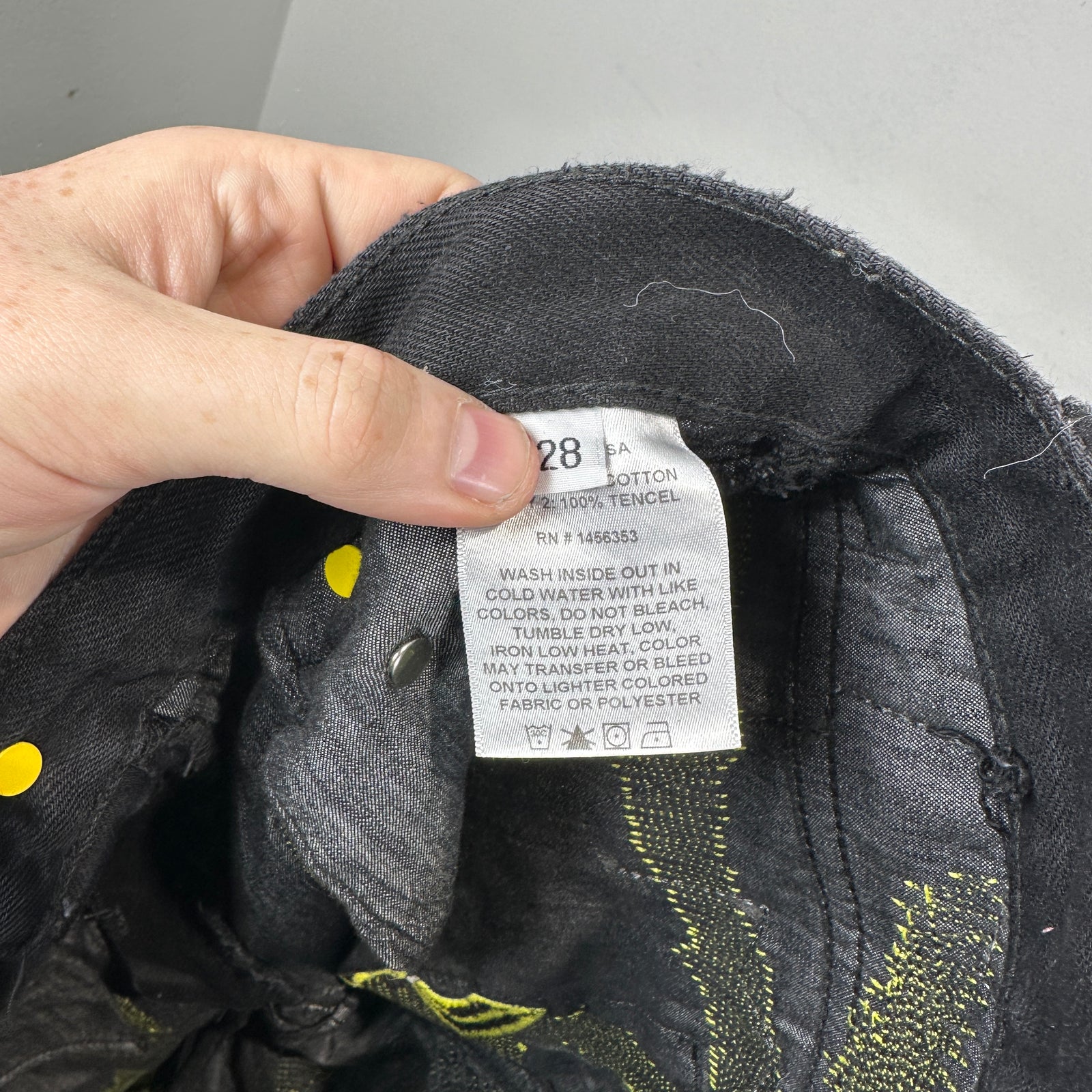 Endless Black/Yellow Embroidered Jeans Size 28
