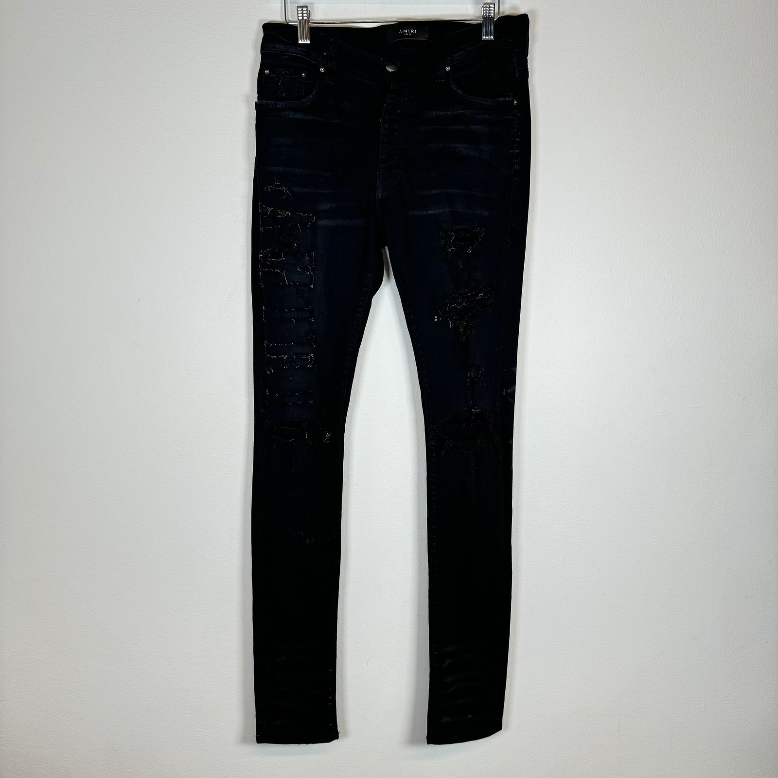 Amiri Black Applique Logo Denim Jeans Size 30