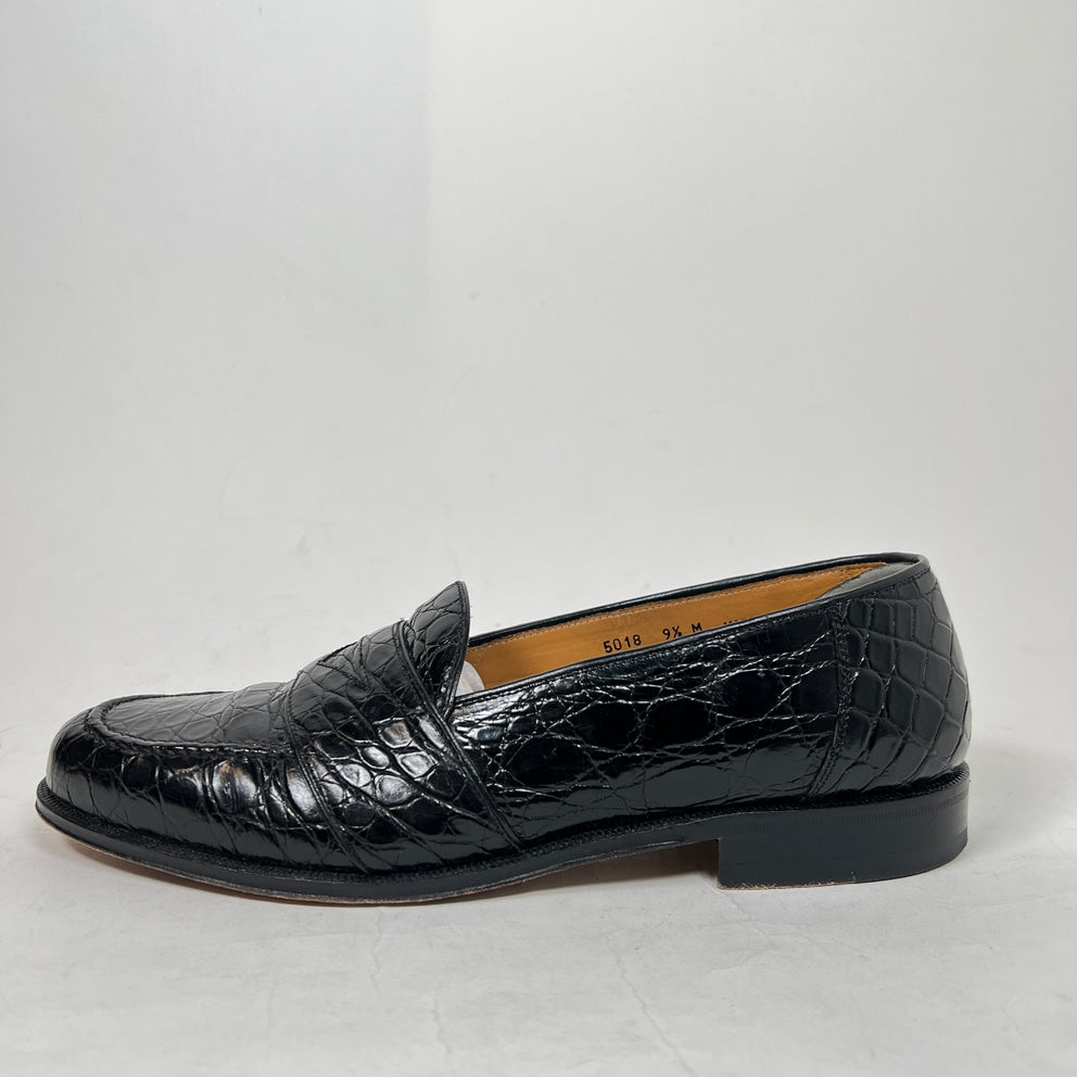 Maus & Hoffman Black Crocodile Loafers Size 9.5