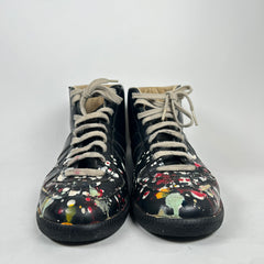 Maison Margiela Black Paint Splatter High Top Gats Size 45
