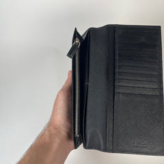 Prada Black Saffiano Leather Long Wallet