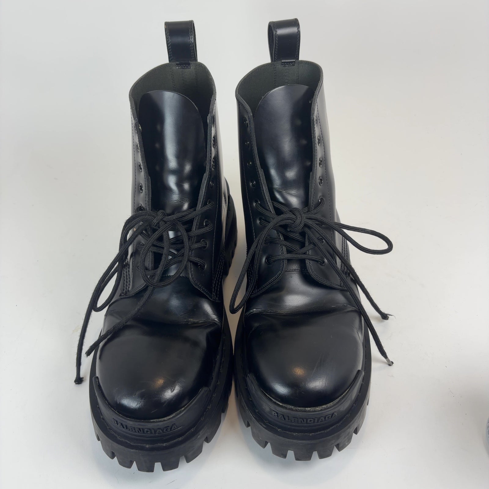 Balenciaga Black Leather Strike Boots