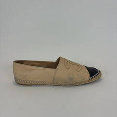 Chanel Leather Logo Espadrilles Flats