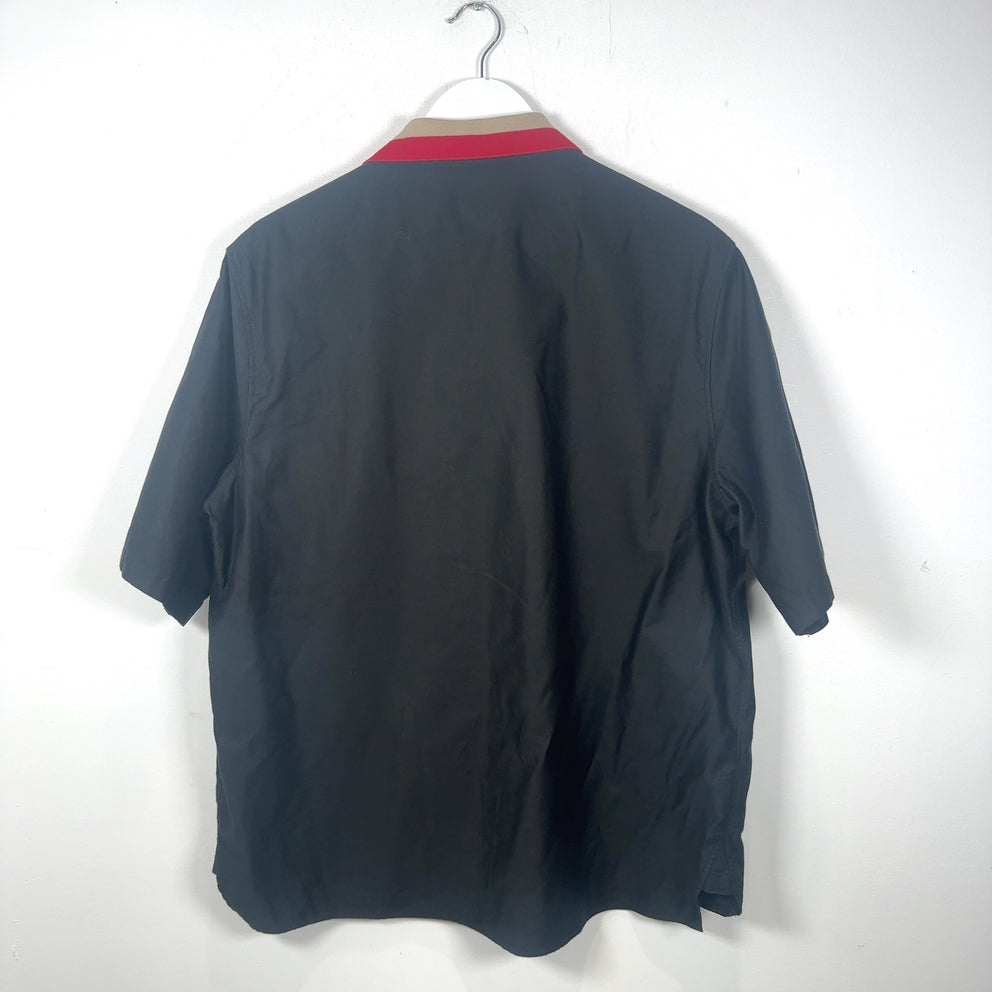 Burberry Striped Collar Logo Button-Up Shirt