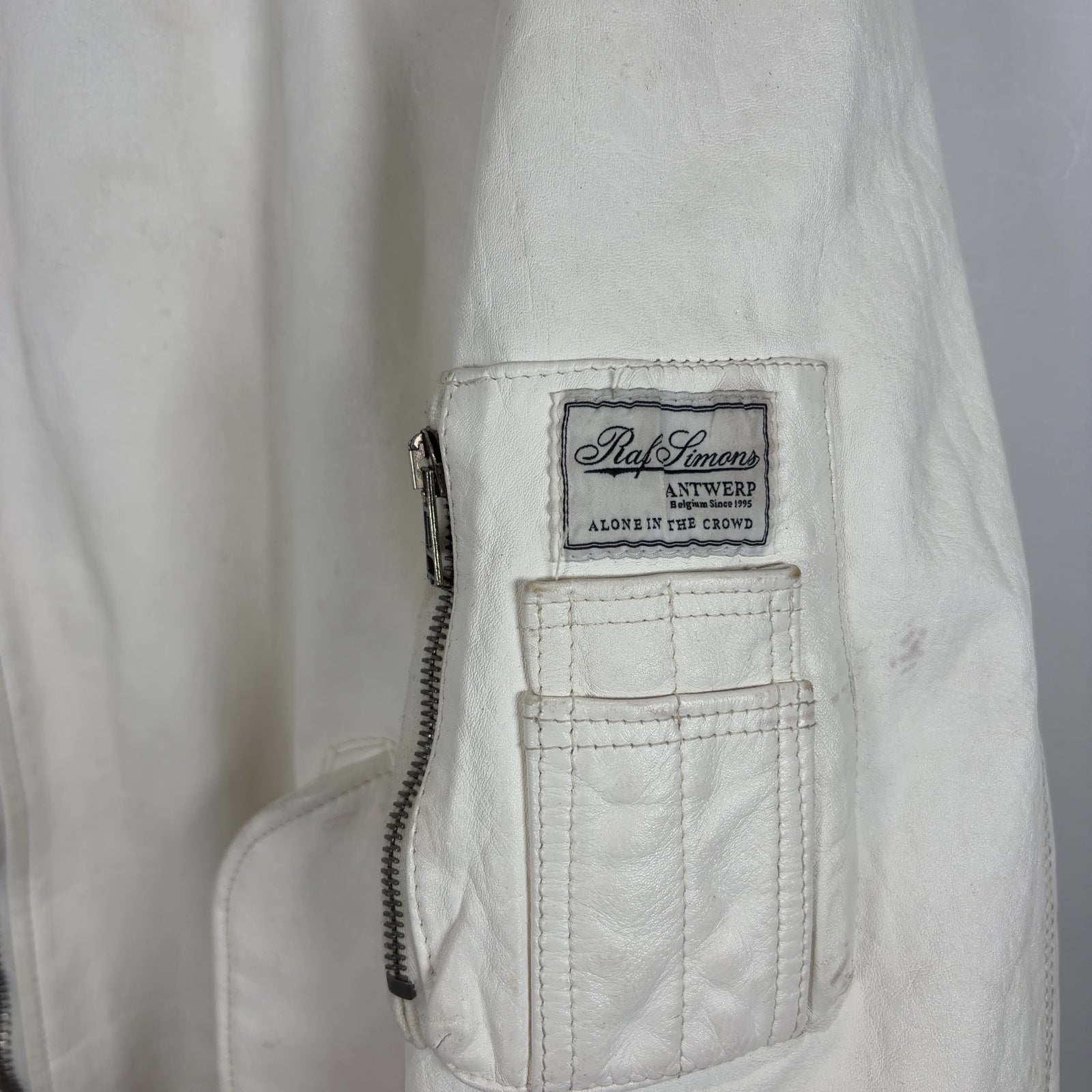 Raf Simons SS23 White Leather Bomber Jacket