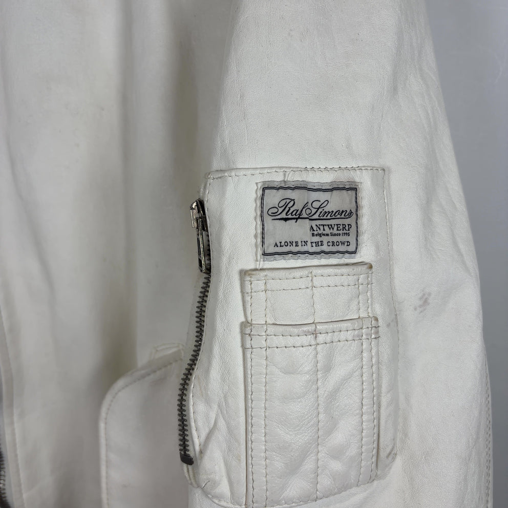 Raf Simons SS23 White Leather Bomber Jacket