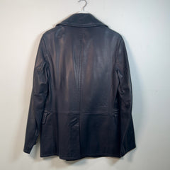 Ralph Lauren Purple Label Navy Leather Blazer Jacket Size S