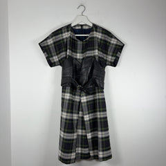 Alexander McQueen McQ Tartan Wool & Leather Corset Belt Dress