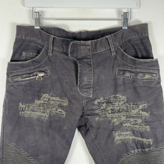 Balmain Distressed Repair Biker Jeans