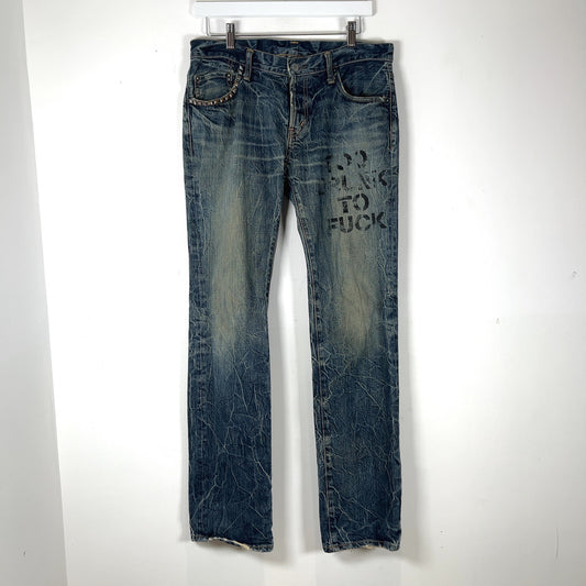 Hysteric Glamour 'Too Drunk To Fuck' Studded Lightwash Jeans
