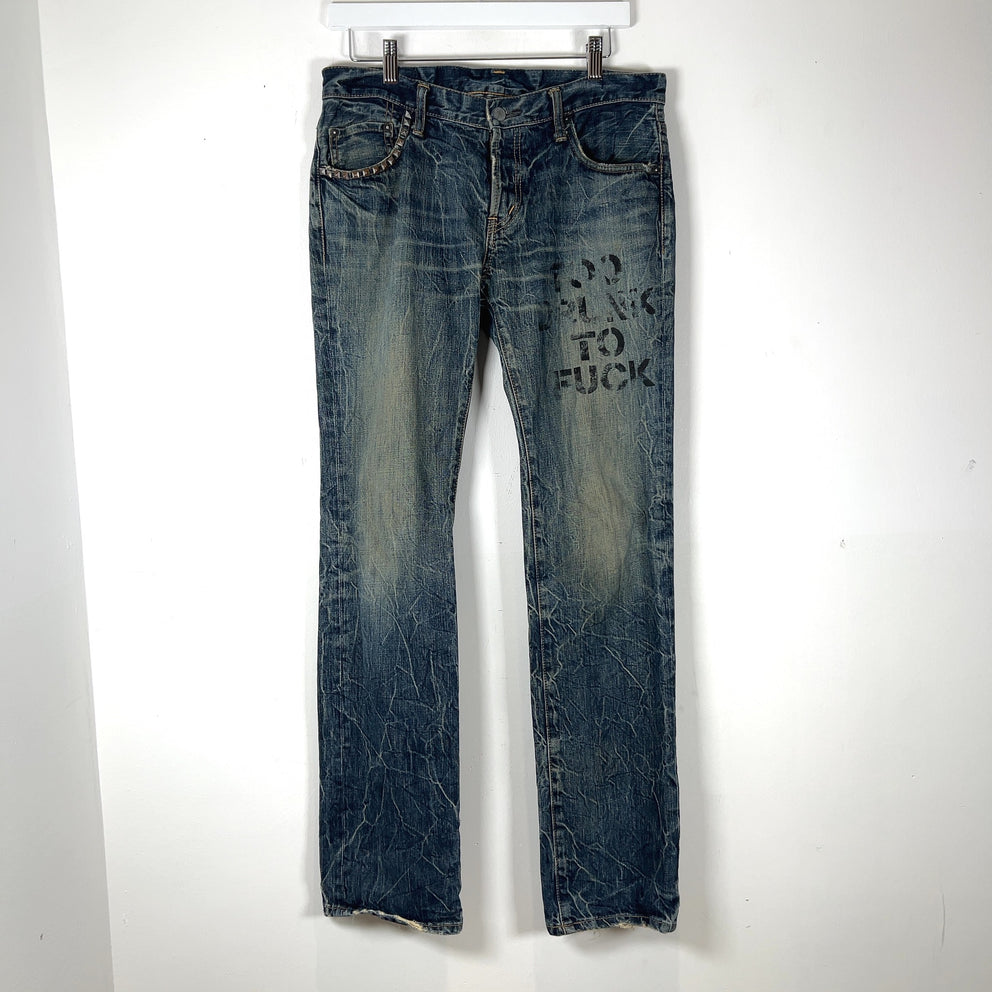 Hysteric Glamour 'Too Drunk To Fuck' Studded Lightwash Jeans