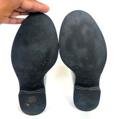 Prada Crystal Embellished Triangle Logo Loafers