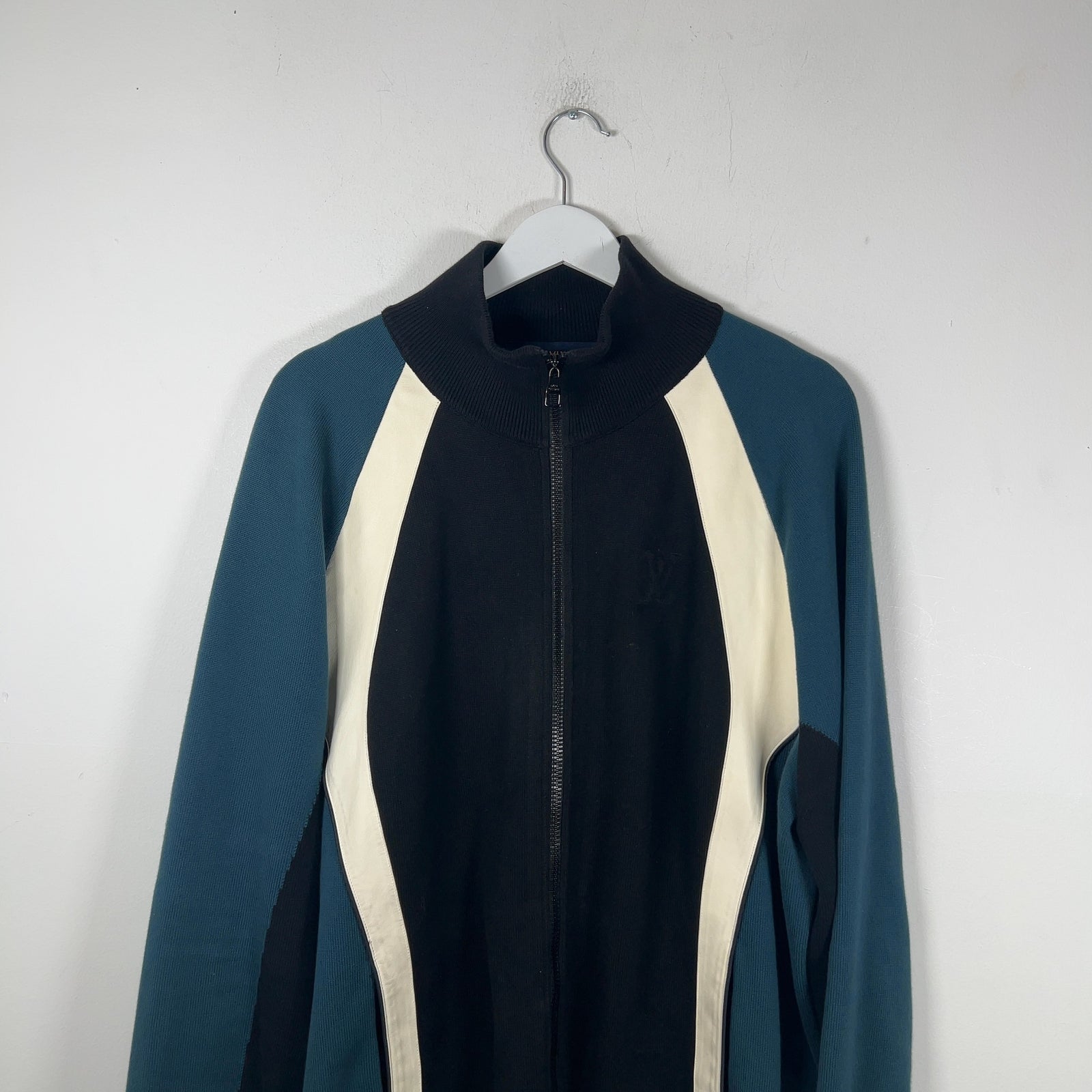 Louis Vuitton Color Block Leather/Knit Track Jacket