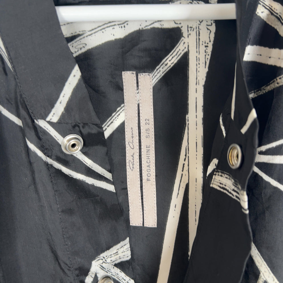 Rick Owens SS22 'Fogachine' Silk Faun Snap Collar Button-Up Shirt