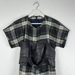 Alexander McQueen McQ Tartan Wool & Leather Corset Belt Dress