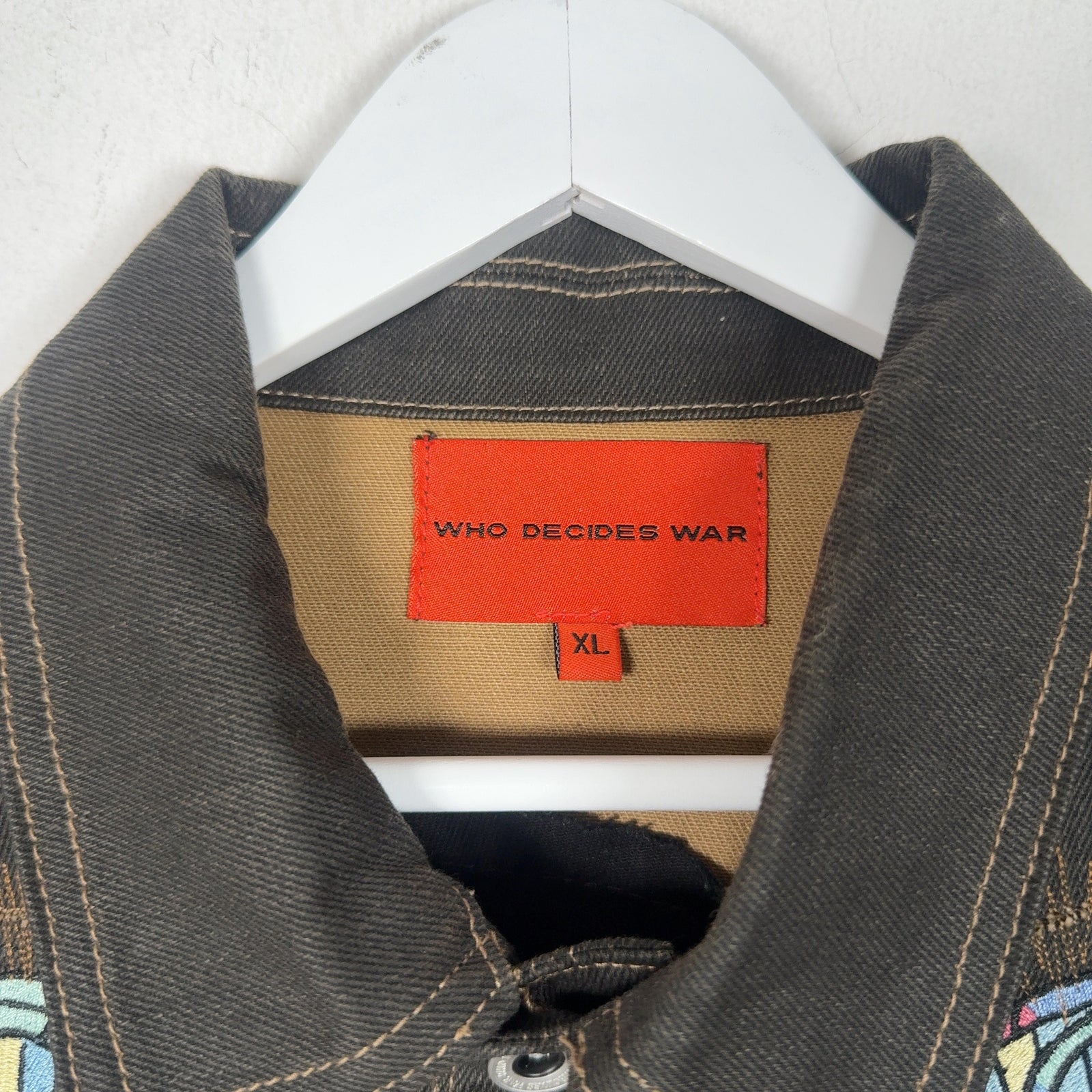 Who Decides War x Barriers Monument Embroidered Denim Jacket