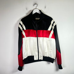 Saint Laurent Tricolor Satin Teddy Bomber Jacket