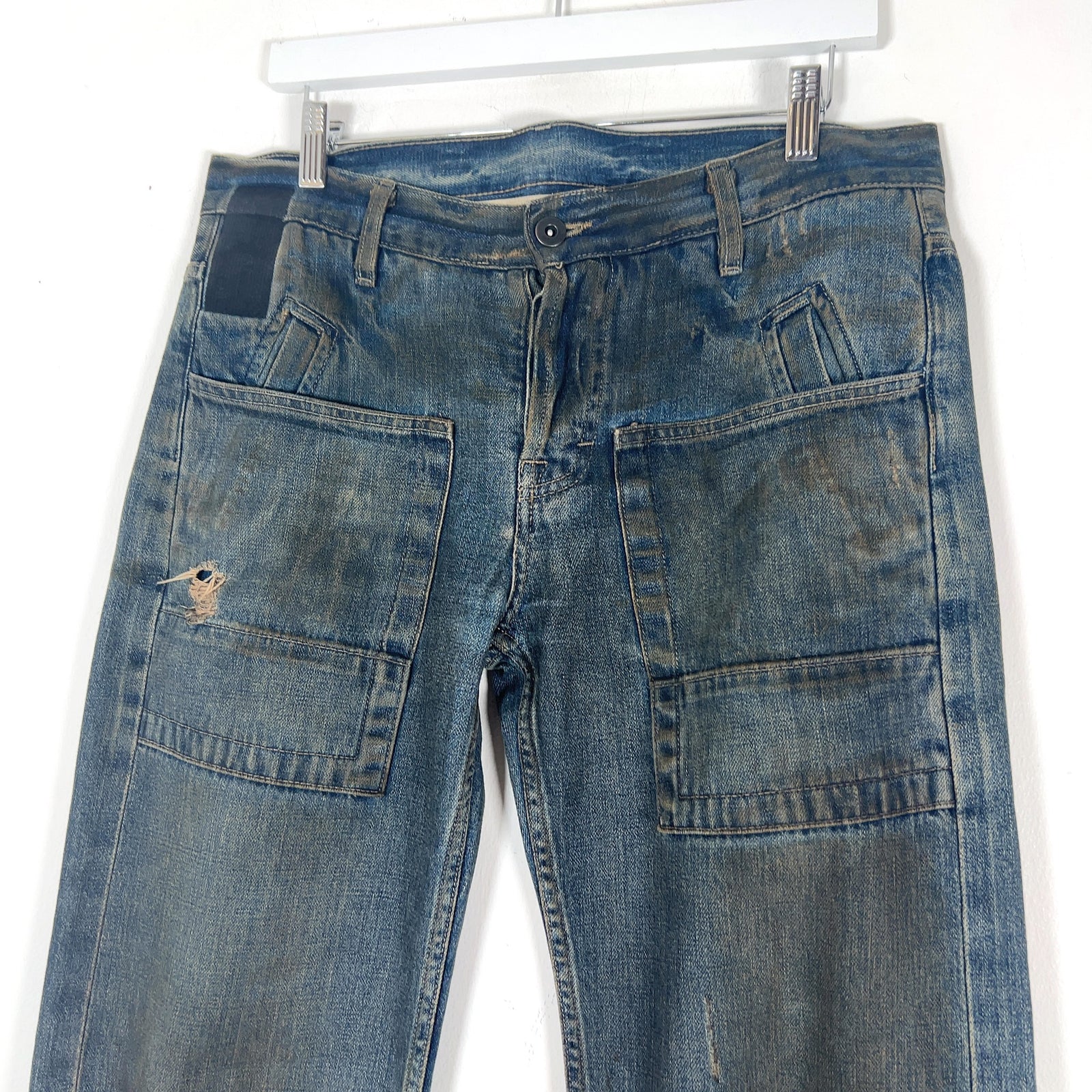 Rick Owens Slab Oil Stain Blue Jeans