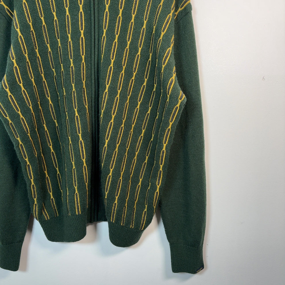 Thisneverthat Green Striped Knit Zip Cardigan